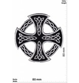 Celtic Kelten Kreuz - silber schwarz - silber schwarz - rund - ausgeschnitten -