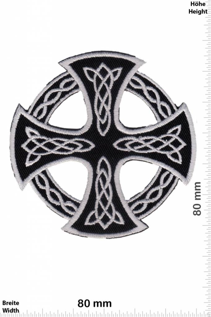 Celtic Kelten Kreuz - silber schwarz - silber schwarz - rund - ausgeschnitten -