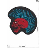 Totenkopf Punk - Skull - Irokese - red blue