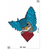 Eule Owl with diamond - blue