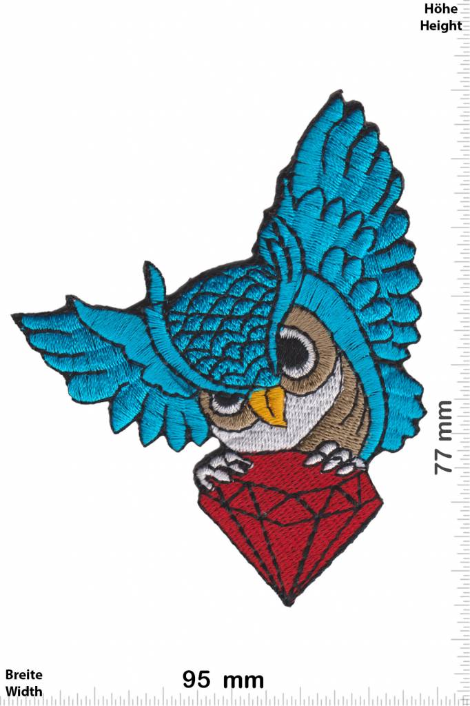 Eule Owl with diamond - blue