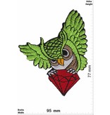 Eule Owl with diamond - green