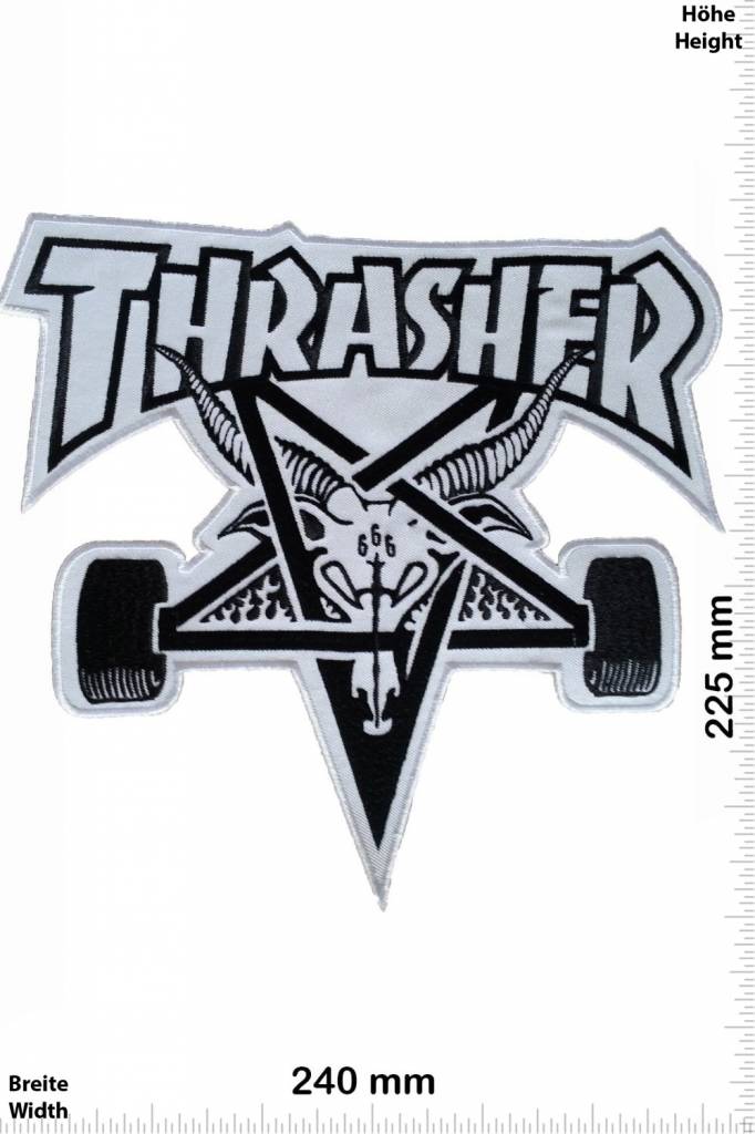 Thrasher Thrasher - weiss  - schwarz - 24 cm - BIGSkateboard - Skater - Wheels - Extremsport - Skater