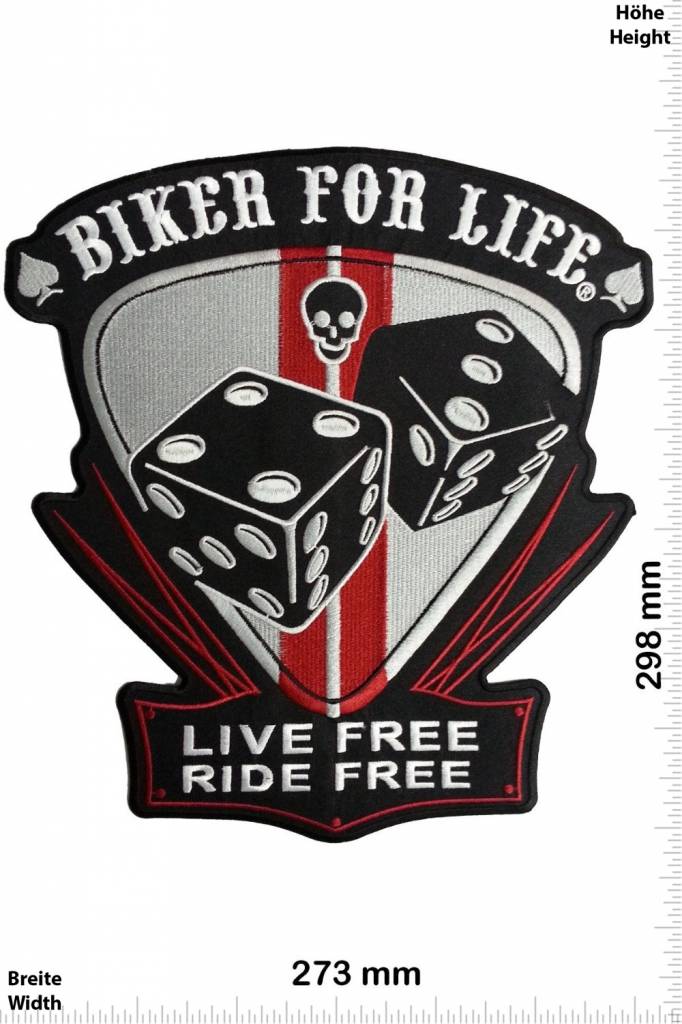 Live Free Biker for Life - LIVE FREE - RIDE FREE -  29 cm - BIG