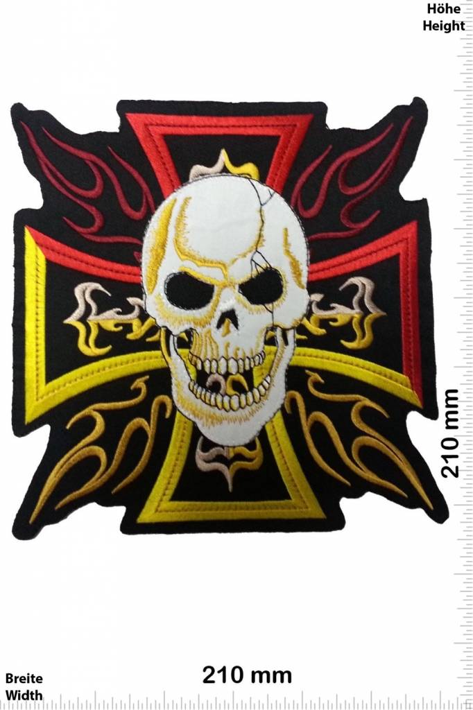 Kreuz Cross  with Skull - Kreuz mit Totenkopf  - Biker - Chopper - 21 cm - BIG