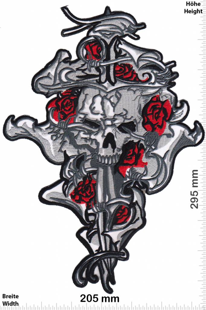 Totenkopf Skull - Sword - Rose - 29 cm