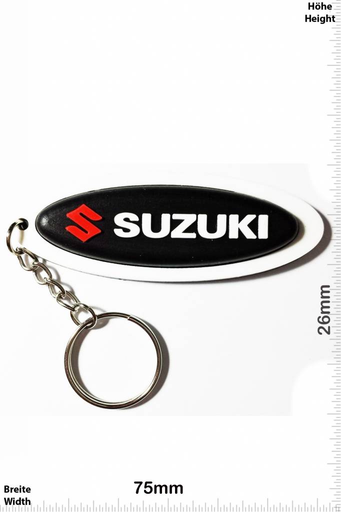 Suzuki SUZUKI - long - white black - Patch Portachiavi Adesivi -   - Il più grande Patch Negozio in tutto il mondo