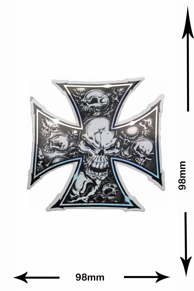 #Mix Kreuz - Totenkopf - Skull - 2 pieces  - metal effect -