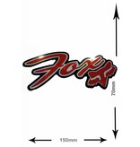 Fox FOX - Schrift mit Kopf - font with Head - 2 Stück  - schwarz - rot - black- red - Glitzereffekt -