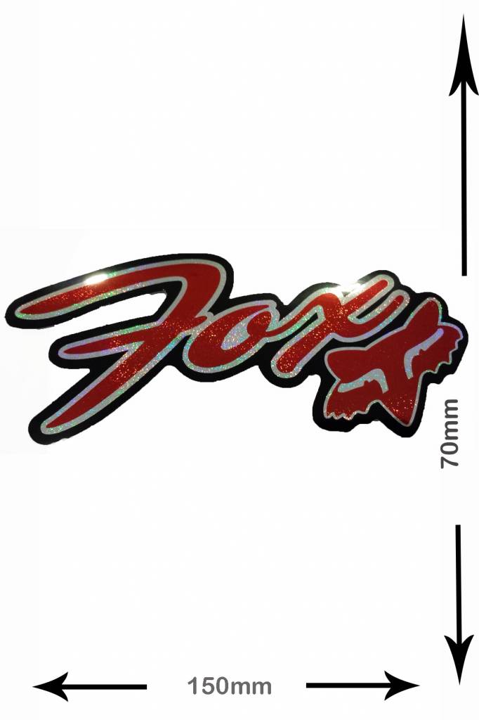 Fox FOX - Schrift mit Kopf - font with Head - 2 Stück  - schwarz - rot - black- red - Glitzereffekt -