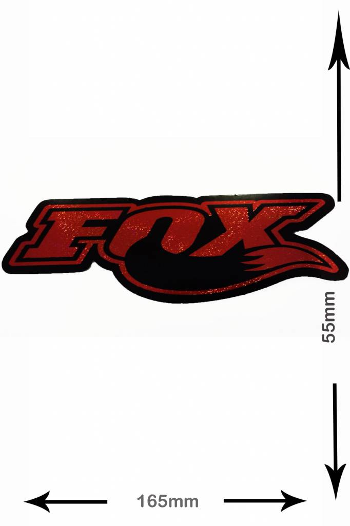 Fox FOX  - font with fox tail - 2 pieces  - black- red - glitter effect -