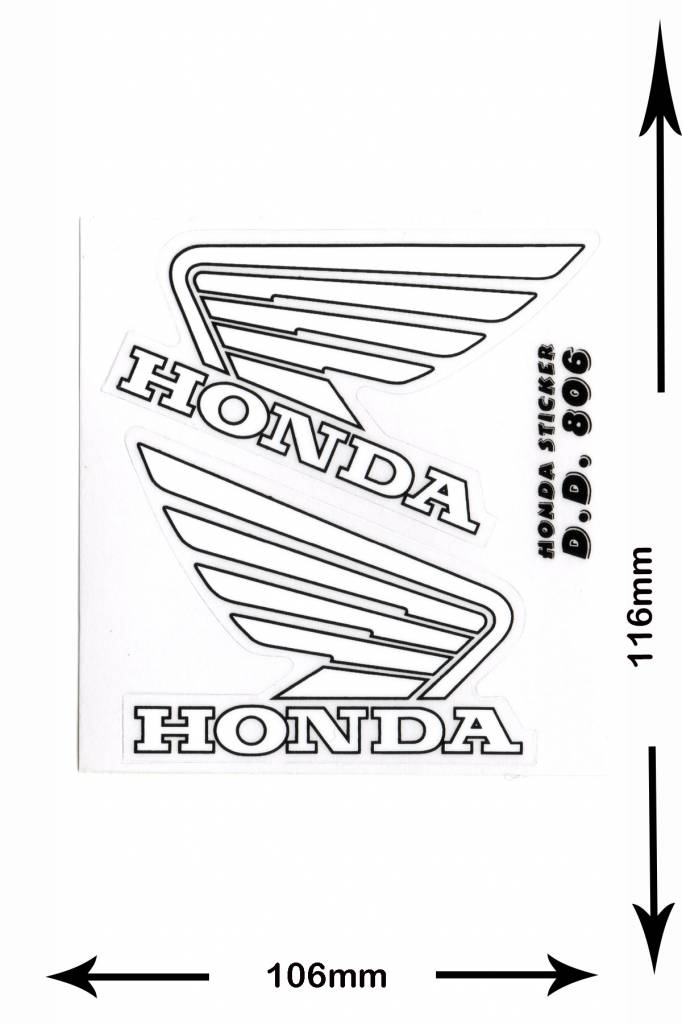 Honda HONDA - 2  Bögen insgesamt 4 Aufkleber - BIG - schwarz - black -