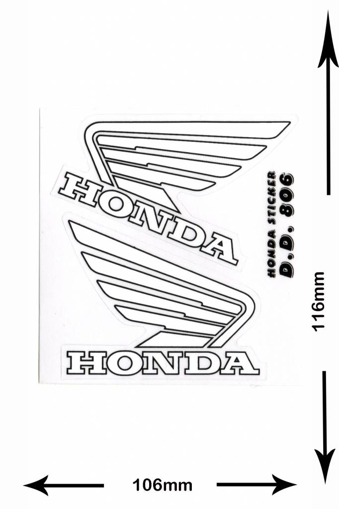 Honda HONDA - 2 sheets with complet 4 Stickers - BIG - black