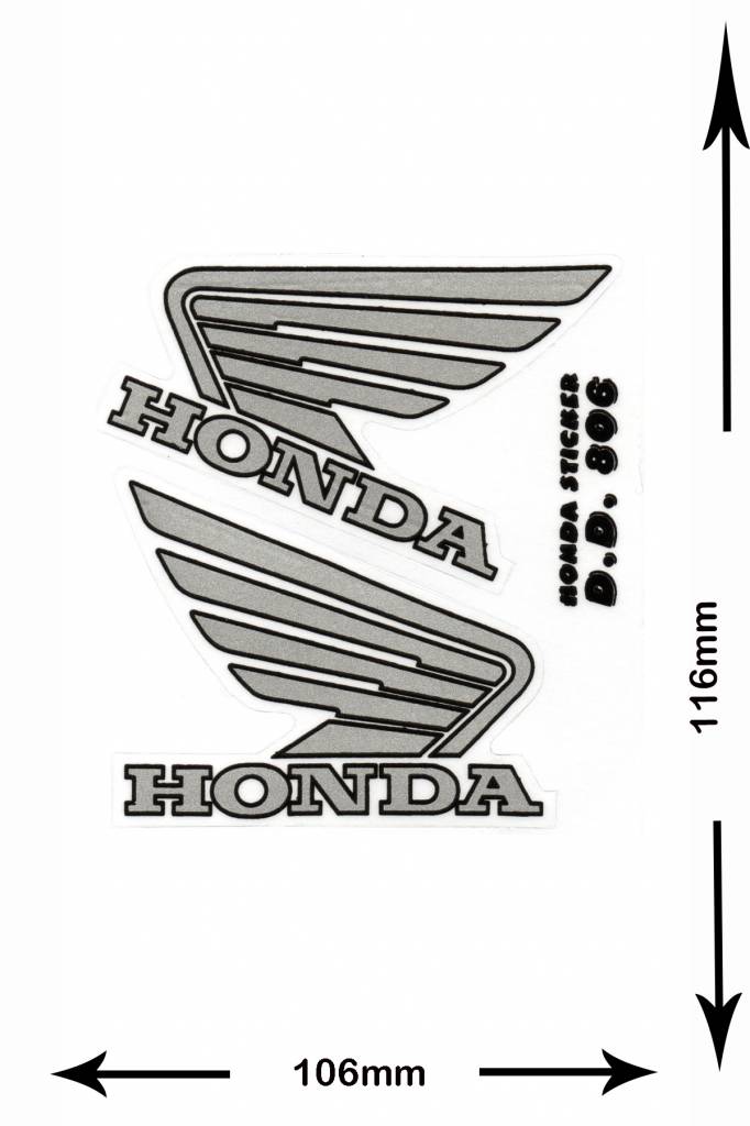 Honda HONDA - 2 sheets with complet 4 Stickers - BIG - silver