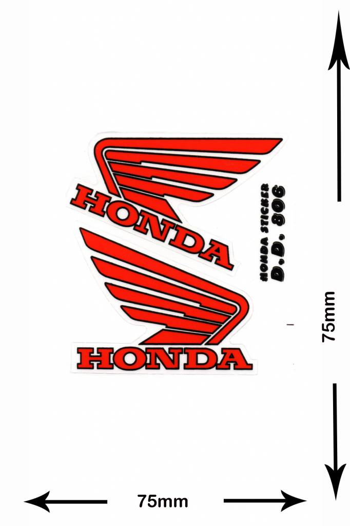 Honda HONDA - 2  Bögen insgesamt 4 Aufkleber - small - rot -red -