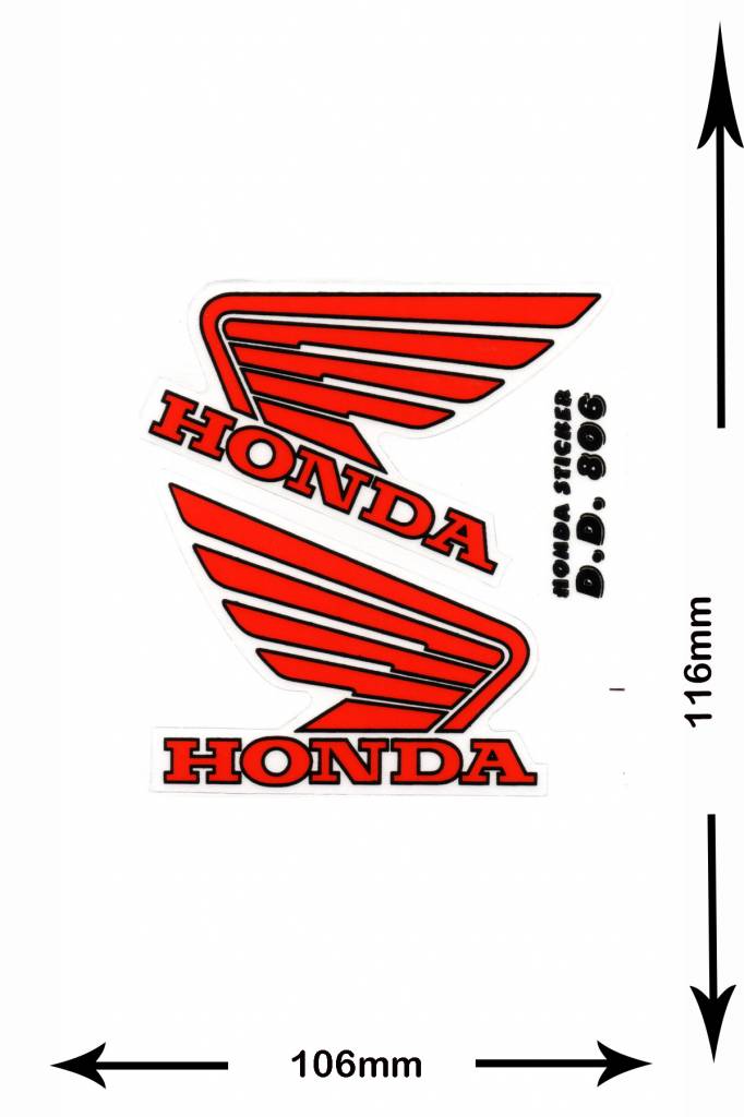Honda HONDA - 2  Bögen insgesamt 4 Aufkleber - BIG - rot -red -