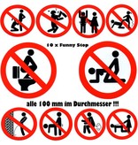 #Mix Funny Verbote - Stop - alle 100 mm - rund - kein trinken - No Sex - Pinkeln verboten - nicht Pupsen Furzen - NO SM - NO Blowjob - Stop Drunk - Betrunken Verboten