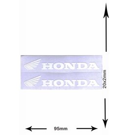 Honda HONDA  mit Flügel- 2  Bögen insgesamt 4 Aufkleber - weiss -