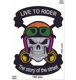 Bikerpatch Skull -Live to Rider - The Story of the Street - 26 cm