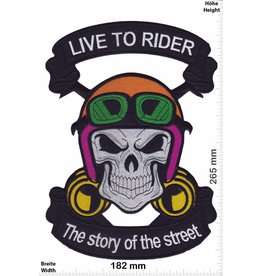 Bikerpatch Skull -Live to Rider - The Story of the Street - 26 cm