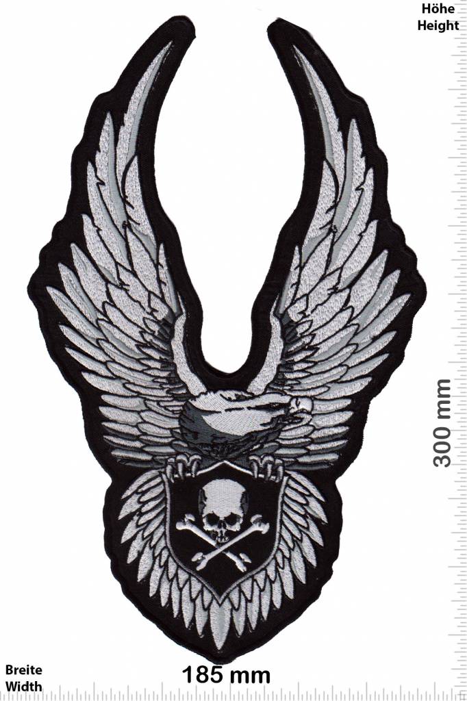 Bikerpatch Adler - Totenkopf - Eagle Skull- 30 cm