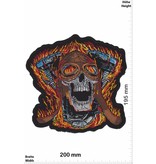 Bikerpatch Burning Skull - V Power -  20 cm