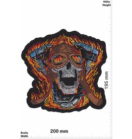 Bikerpatch Burning Skull - V Power -  20 cm