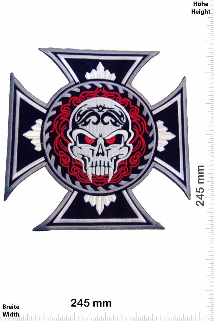 Bikerpatch Cross - Skull - 24 cm