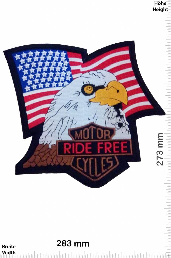 Bikerpatch Ride Free - Motor Cycles - 28 cm