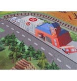 Speeltapijt bouwput - Speelmat werf - Verkeerstapijt met kranen