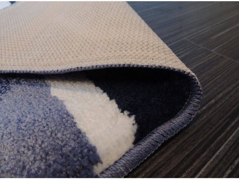 Mooie blauwe badmattenset Kleur : blauw met lijnen