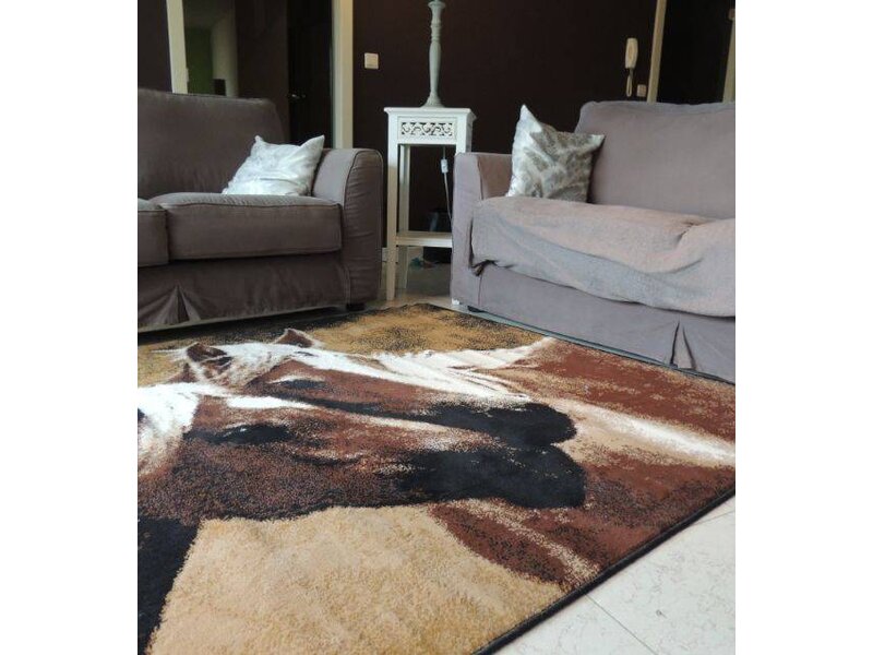 Groot tapijt met afbeelding paarden 160x220