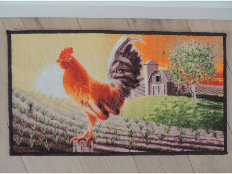 Tapijt met afbeelding haan Afmeting 50x80cm