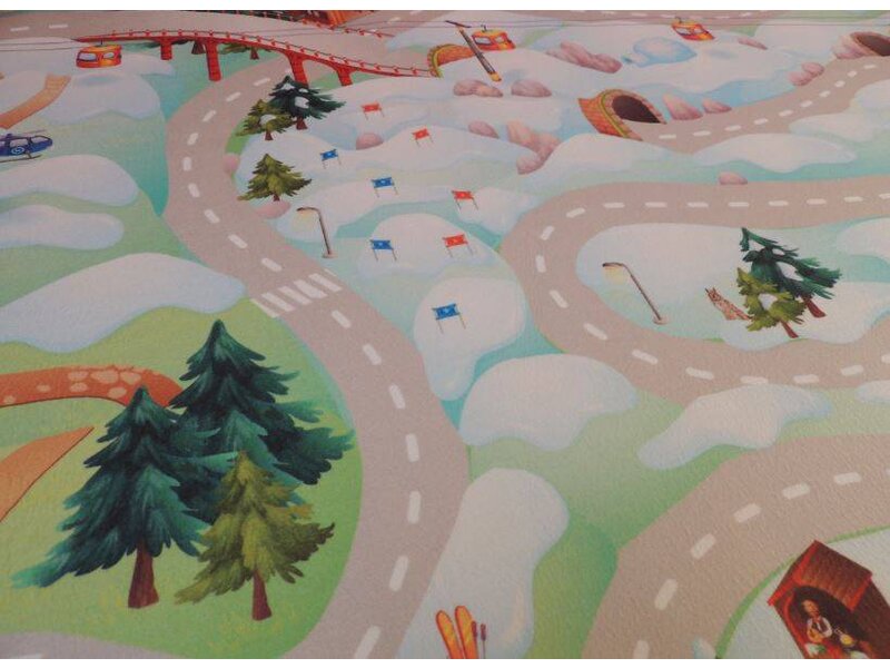 Speeltapijt Sneeuwvakantie in de bergen 100x150