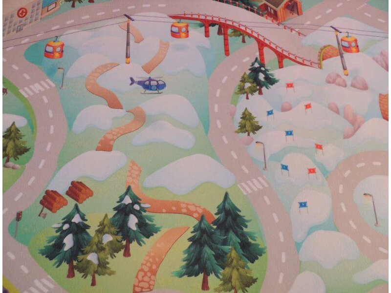 Speeltapijt Sneeuwvakantie in de bergen 100x150