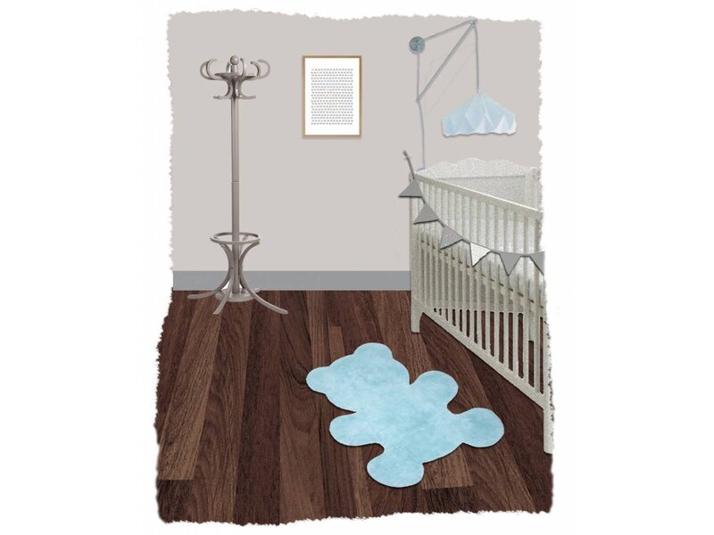 Leuk tapijt babykamer in vorm van een beer - blauw