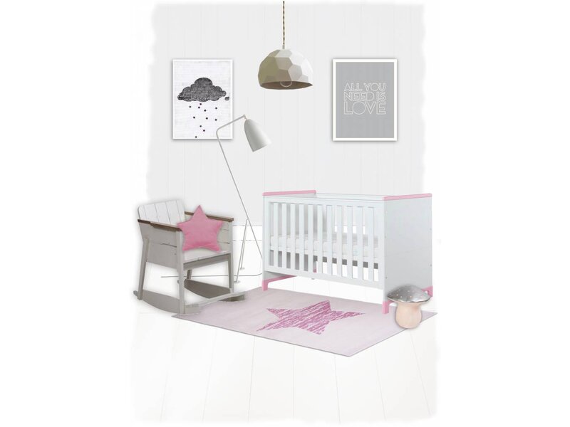 Tapijt babykamer met zachte kleuren en ster