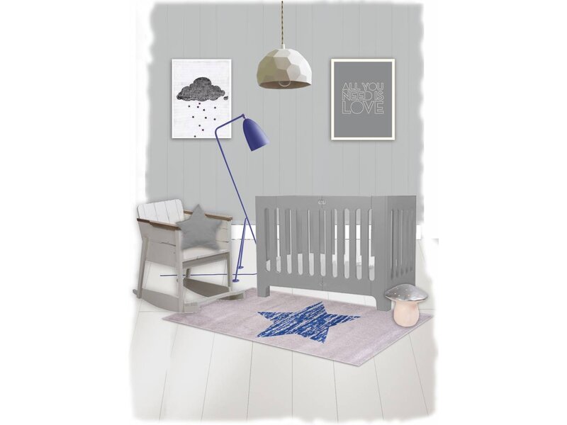Tapijt babykamer met zachte kleuren en ster