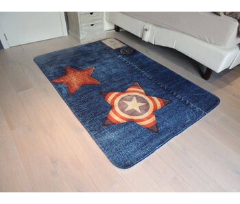 Blauw tapijt jongenskamer met jeanslook