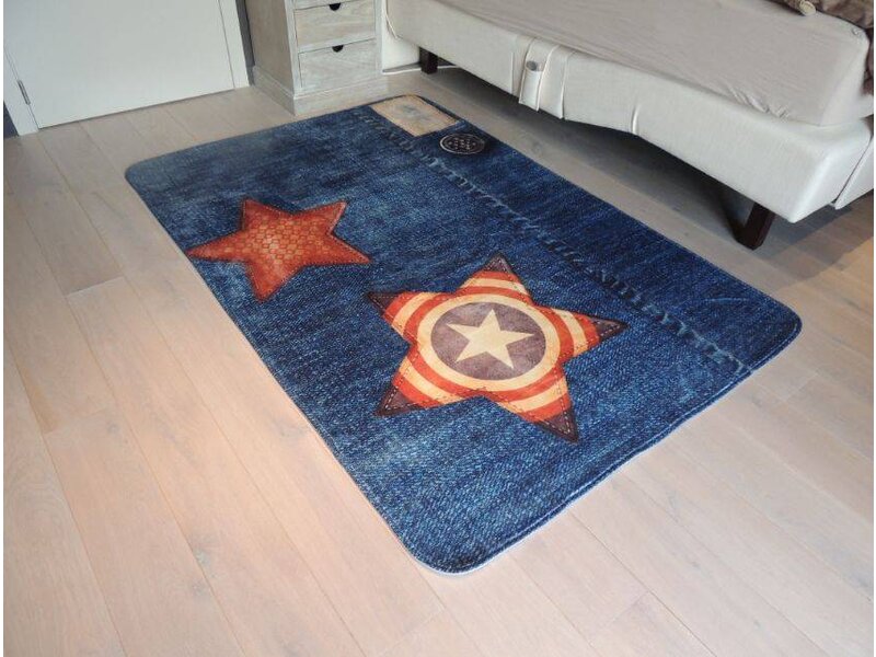 Groot tapijt met jeanslook voor op de kinderkamer 130x190cm - SUPERZACHT