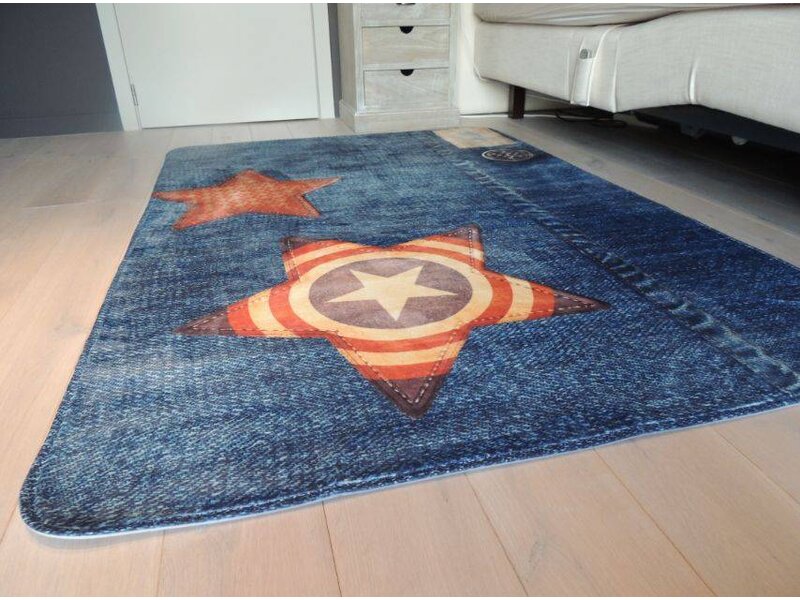 Groot tapijt met jeanslook voor op de kinderkamer 130x190cm - SUPERZACHT