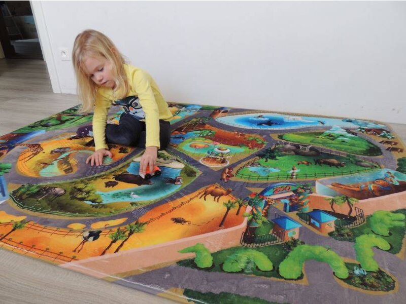 Groot speeltapijt dierentuin 130x180 - Groot formaat
