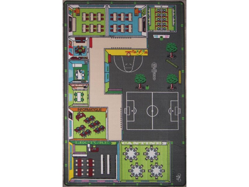 Groot speeltapijt met afbeelding school 130x200cm