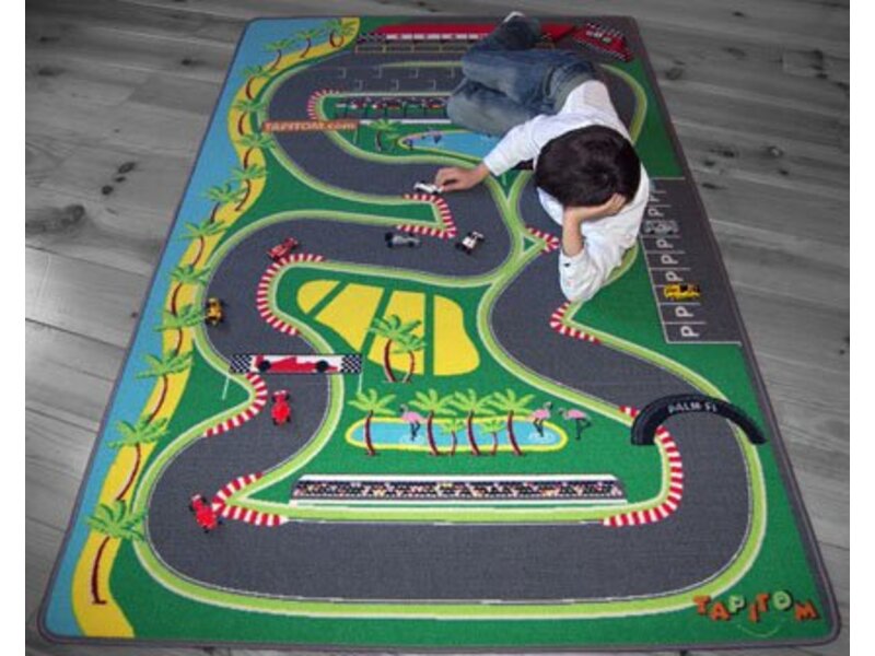 Groot speeltapijt met racebaan 130x200cm