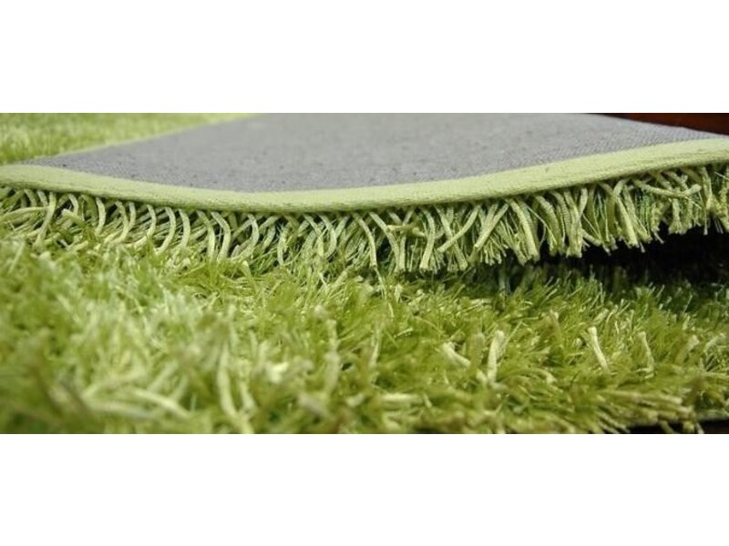 Rond tapijt hoge pool groen - diameter 90cm