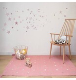 Roze kindertapijt met grijze sterren 110x160cm