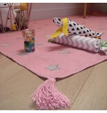 Roze kindertapijt met grijze sterren 110x160cm