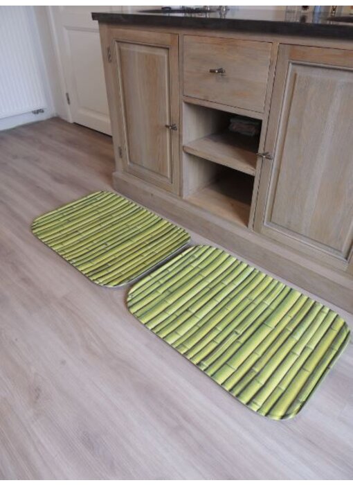 Groene badmatten met print