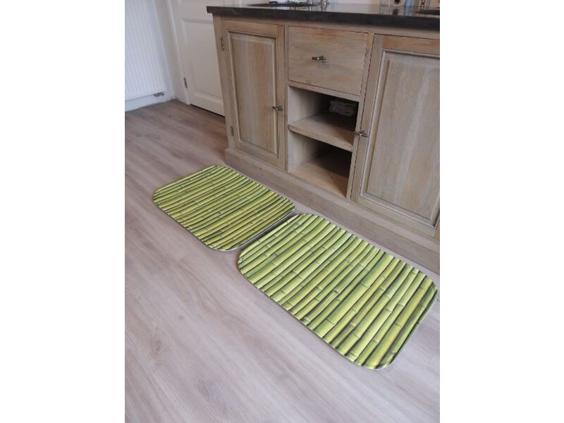 Groene badmatten met print