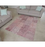 Roze vintage tapijt met patchwork motief